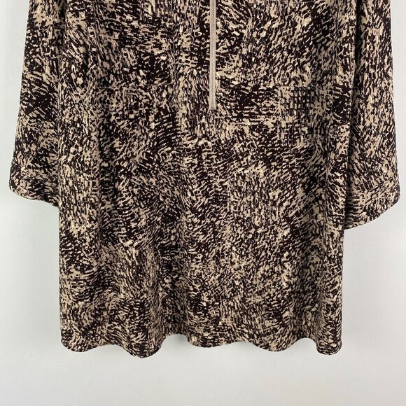 Catherines Half Zip Pullover Tunic Size 3X Black Tan Stretch Blouse - Picture 3 of 10